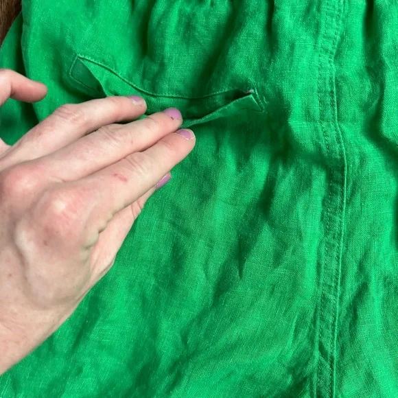 C&C CALIFORNIA Linen High Waist Kelly Green Shorts Elastic Coastal Casual | Sz S - Picture 8 of 8